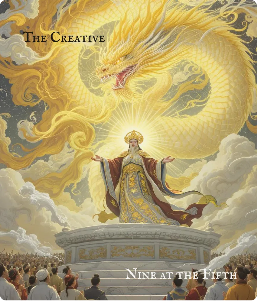 Hexagram 1 Nine in the Fifth — Flying Dragon Card