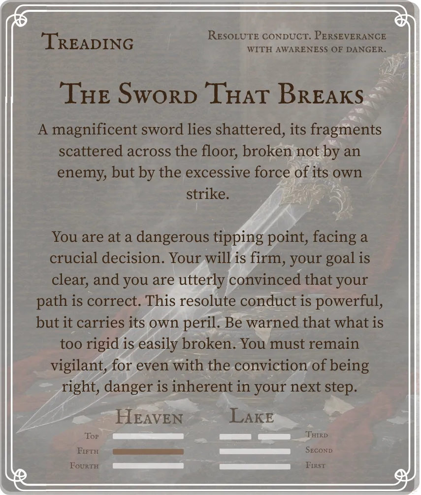 Hexagram 10 Treading (Conduct) — Nine in the Fifth Card Back