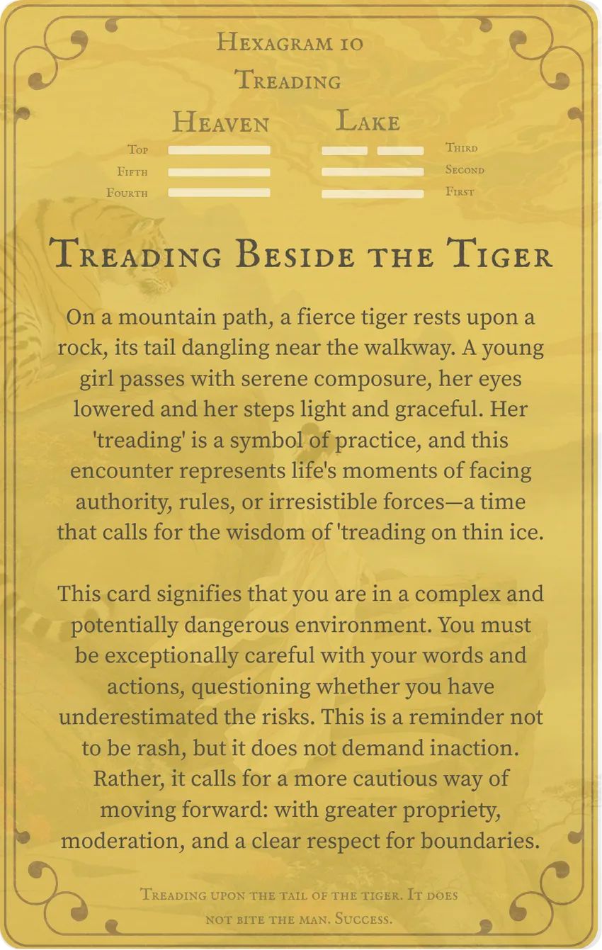 Hexagram 10 Treading (Conduct) Card — Back