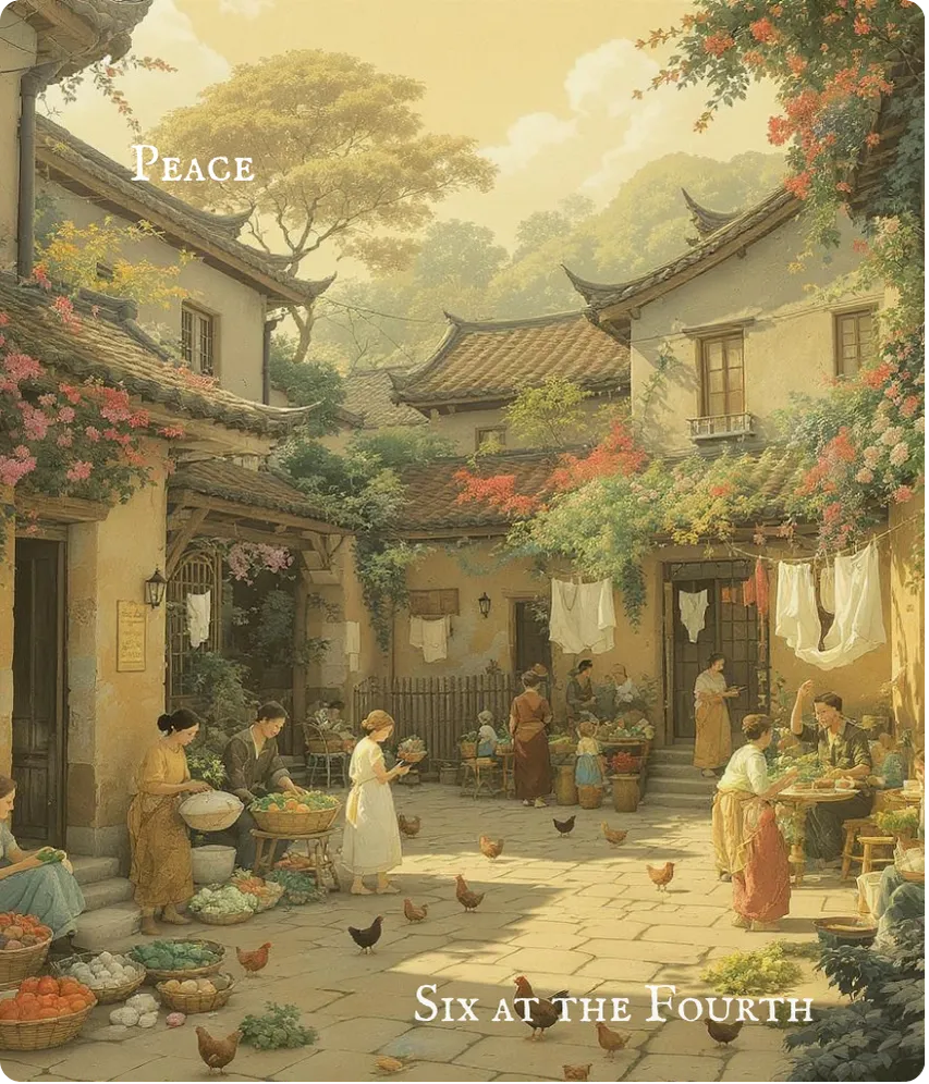 Hexagram 11 — Six in the Fourth Card