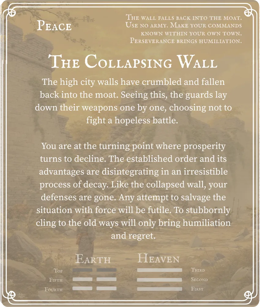 Hexagram 11 Peace — Six at the Top Card Back