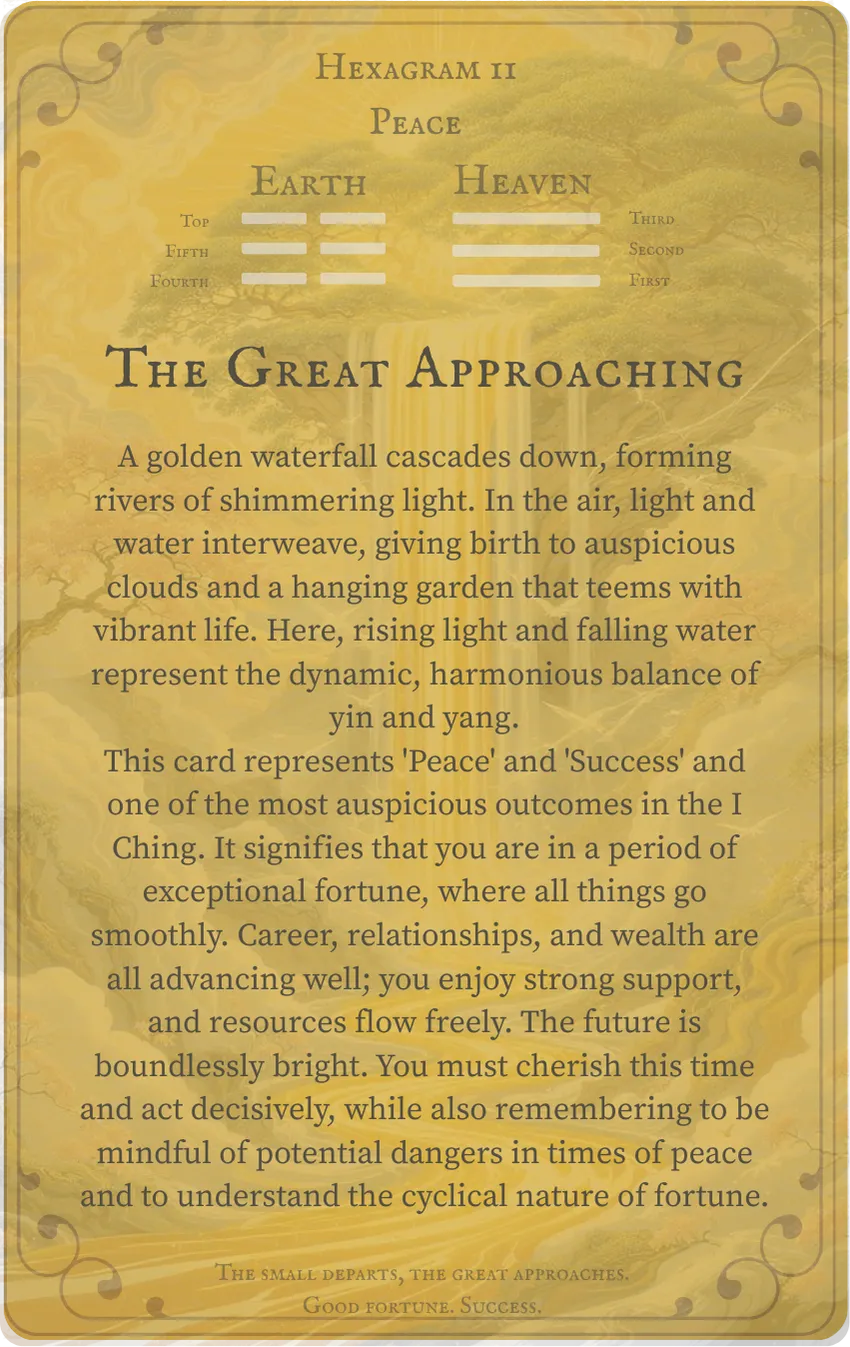 Hexagram 11 Peace Card — Back