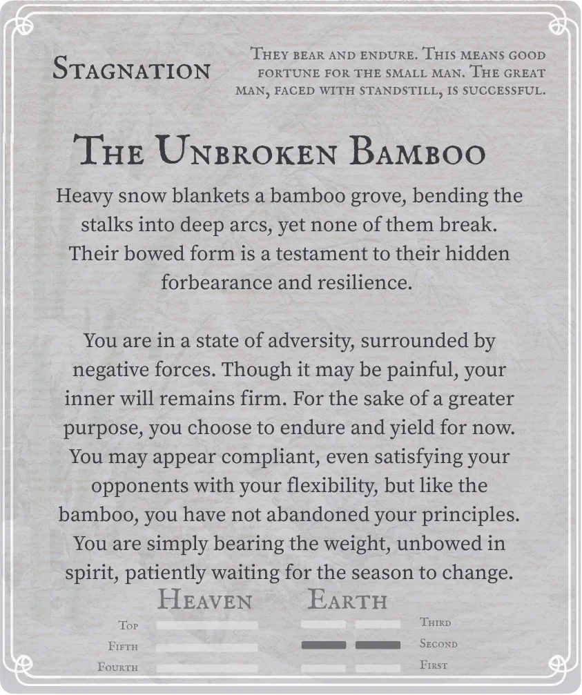 Hexagram 12 Standstill (Stagnation) — Six in the Second Card Back