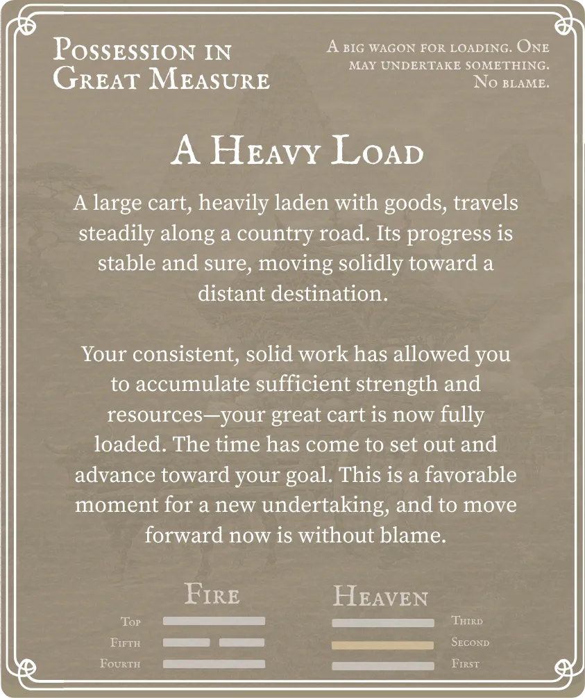 Hexagram 14 Possession in Great Measure — Nine in the Second Card Back