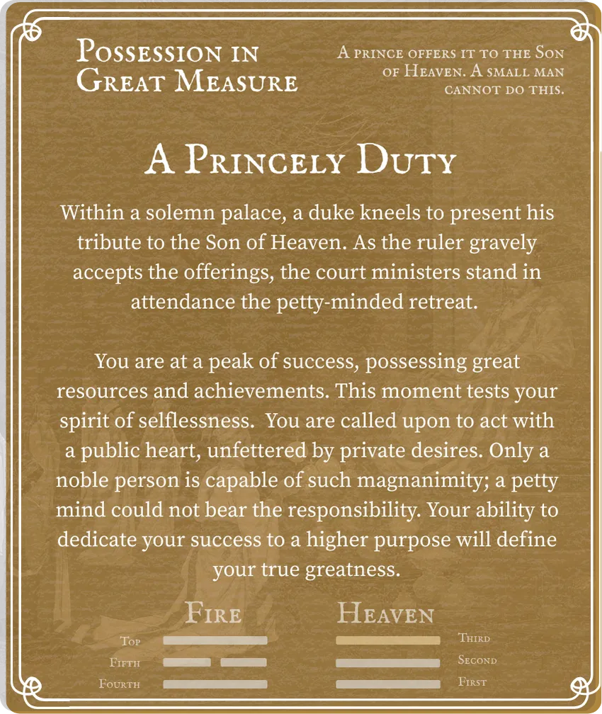 Hexagram 14 Possession in Great Measure — Nine in the Third Card Back