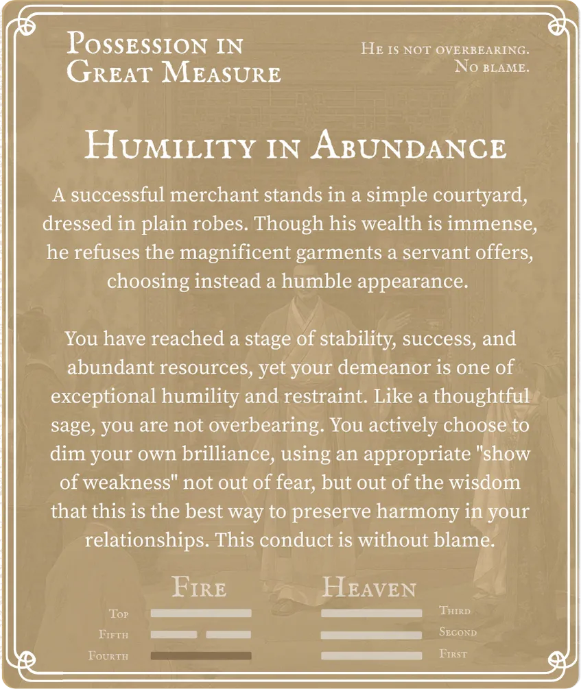 Hexagram 14 Possession in Great Measure — Nine in the Fourth Card Back