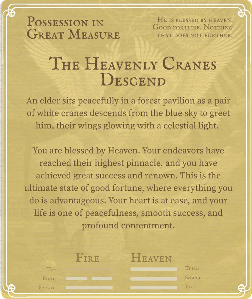 Hexagram 14 Possession in Great Measure — Nine at the Top Card Back