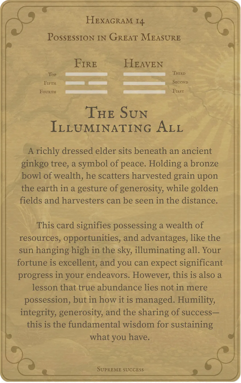 Hexagram 14 Possession in Great Measure Card — Back