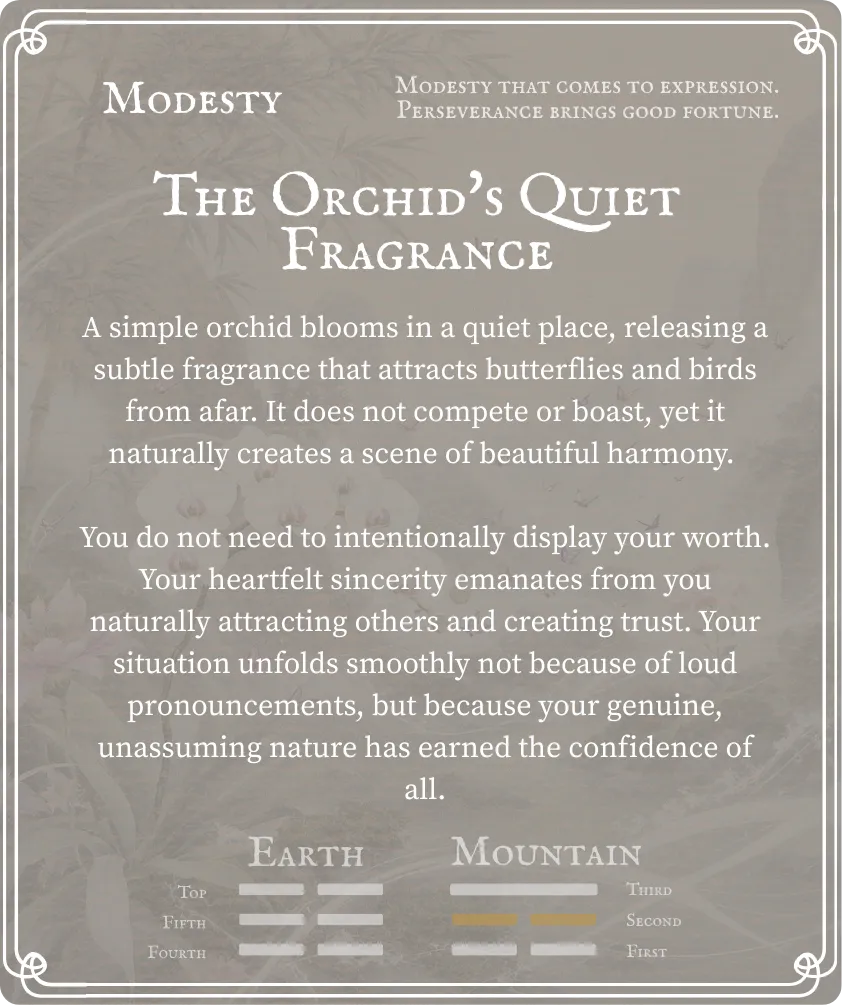 Hexagram 15 Modesty — Six in the Second Card Back