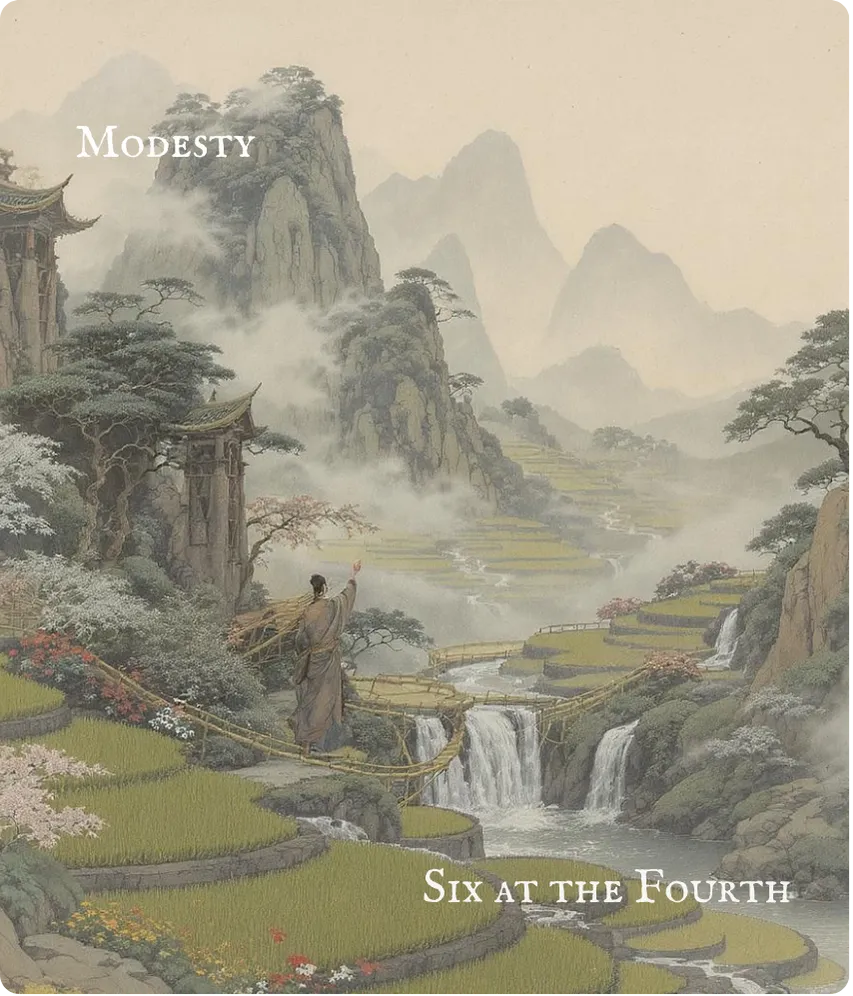 Hexagram 15 — Six in the Fourth Card