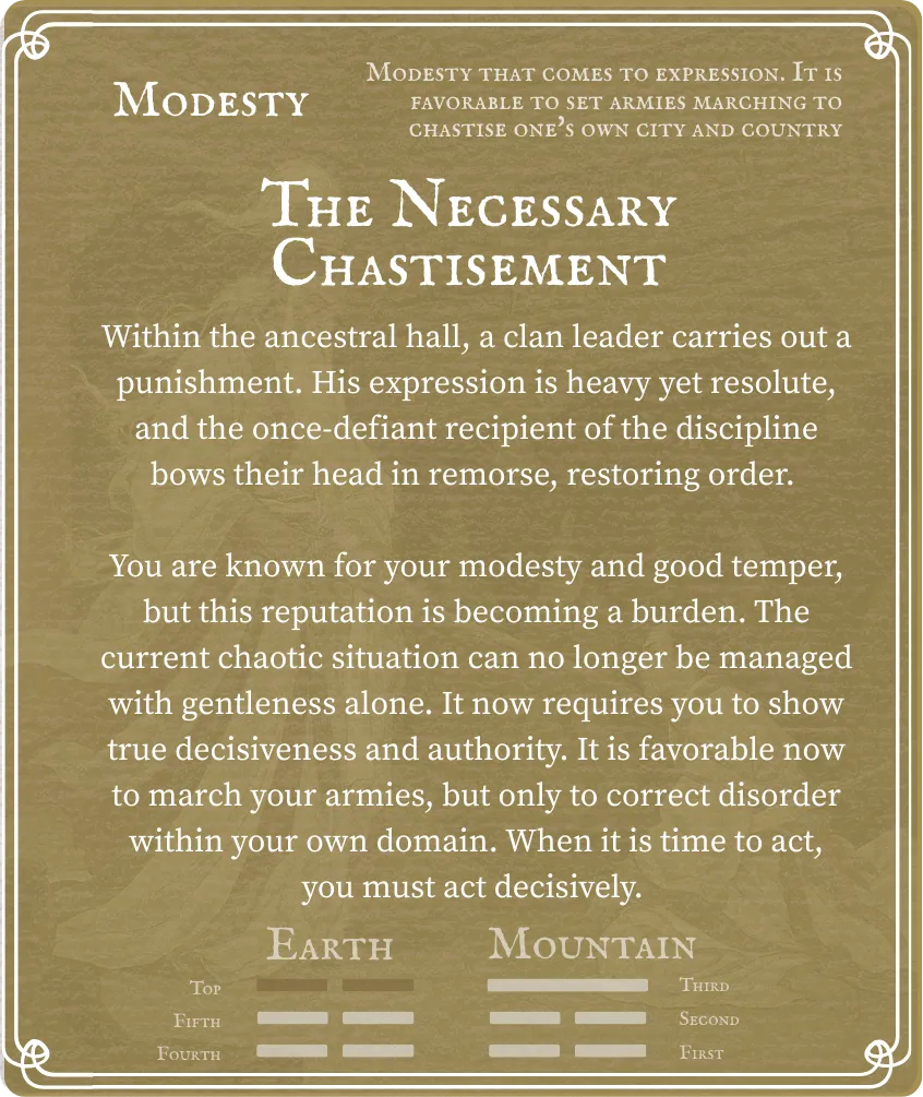 Hexagram 15 Modesty — Six at the Top Card Back