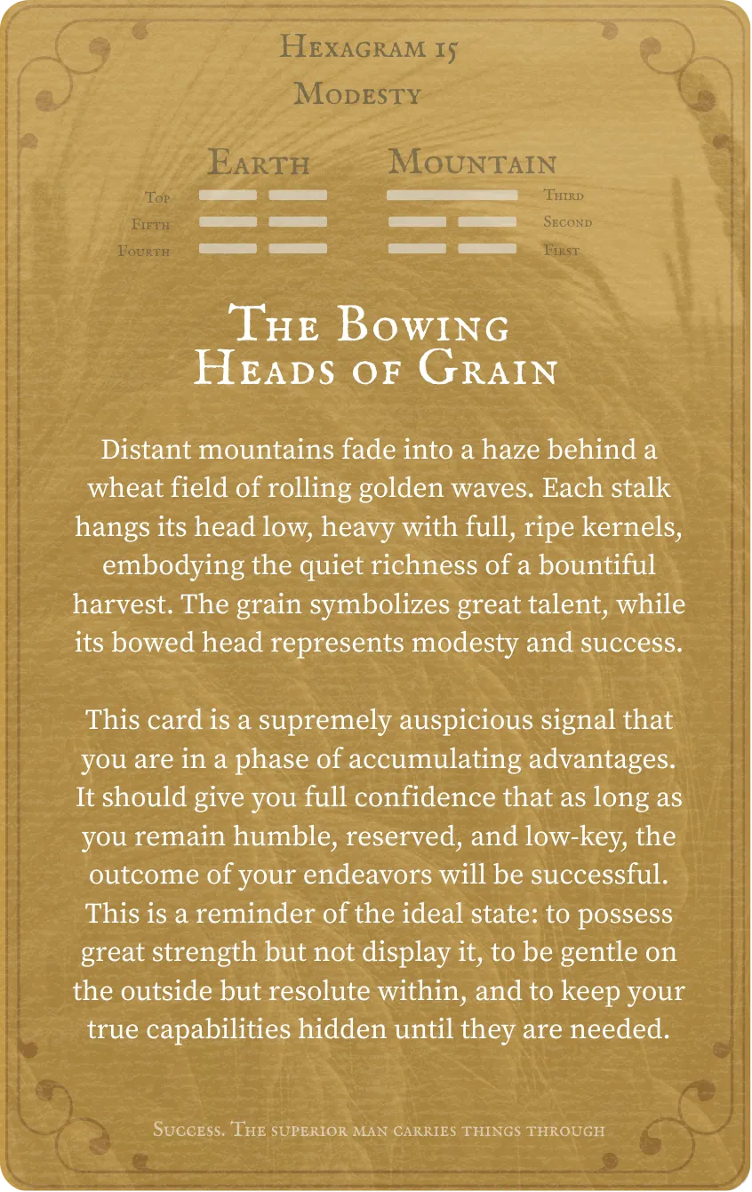 Hexagram 15 Modesty Card — Back