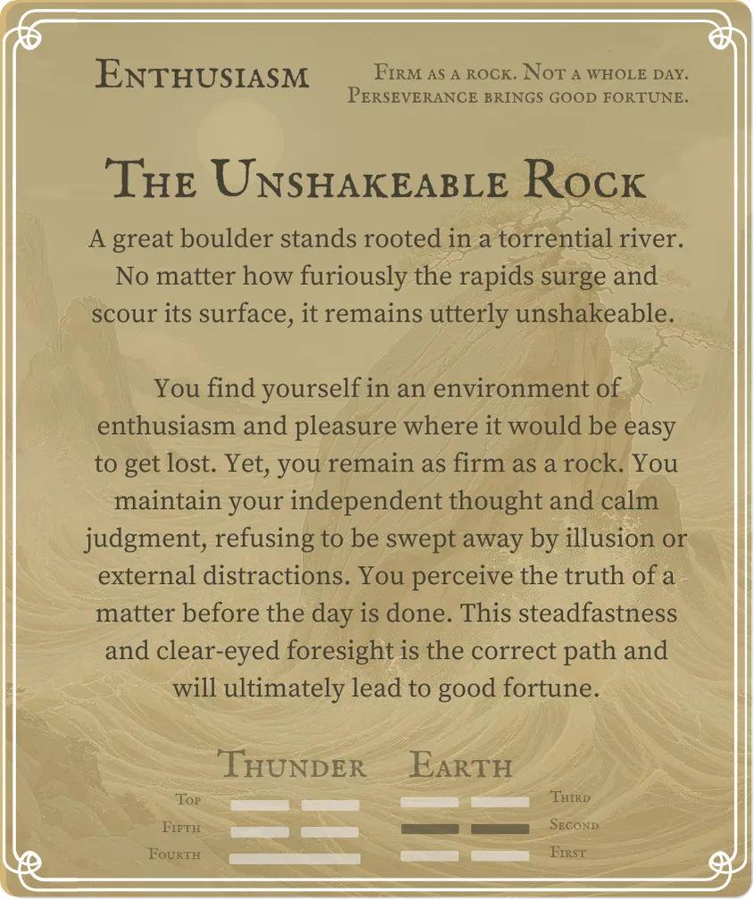 Hexagram 16 Enthusiasm — Six in the Second Card Back