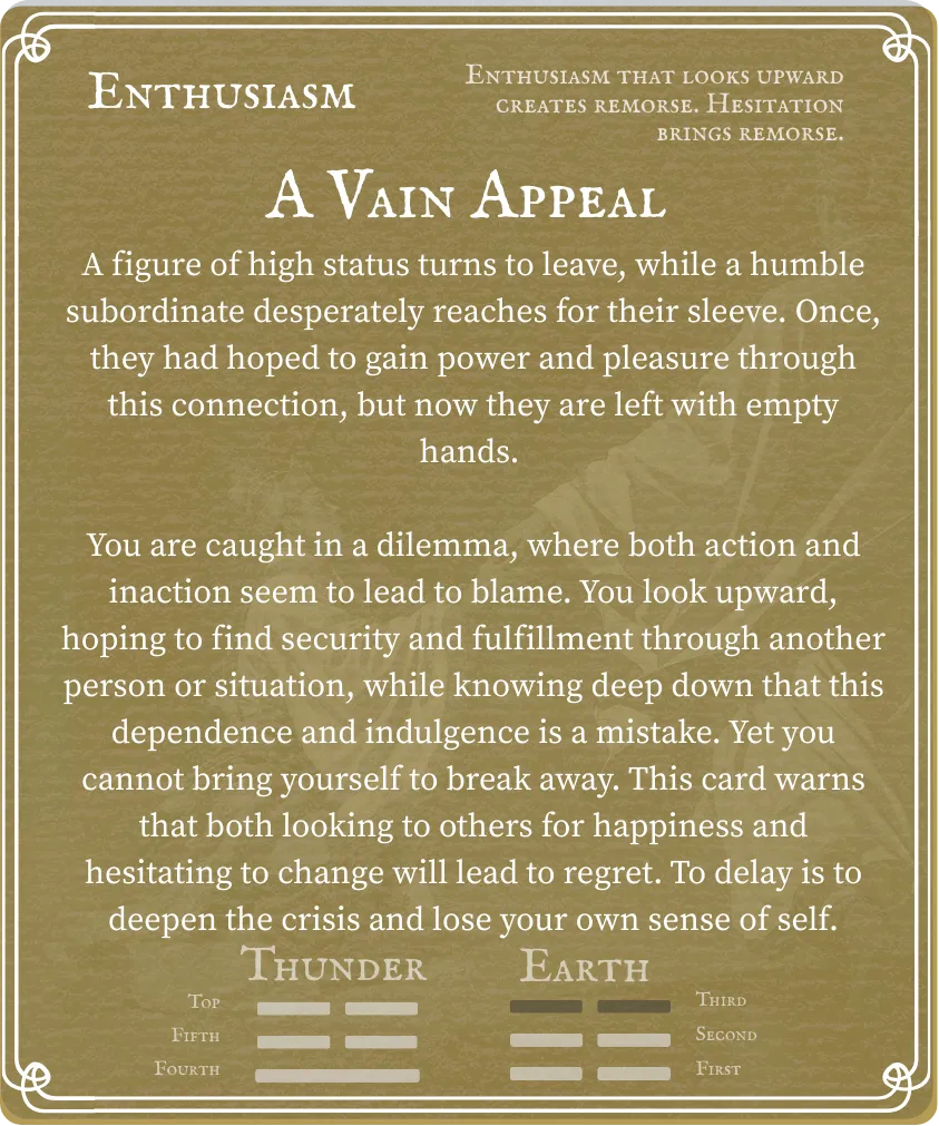 Hexagram 16 Enthusiasm — Six in the Third Card Back