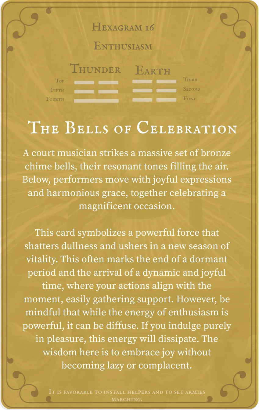 Hexagram 16 Enthusiasm Card — Back