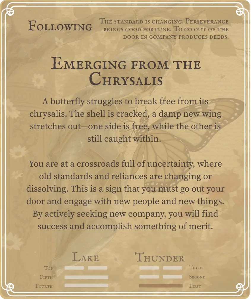 Hexagram 17 Following — First Nine Card Back