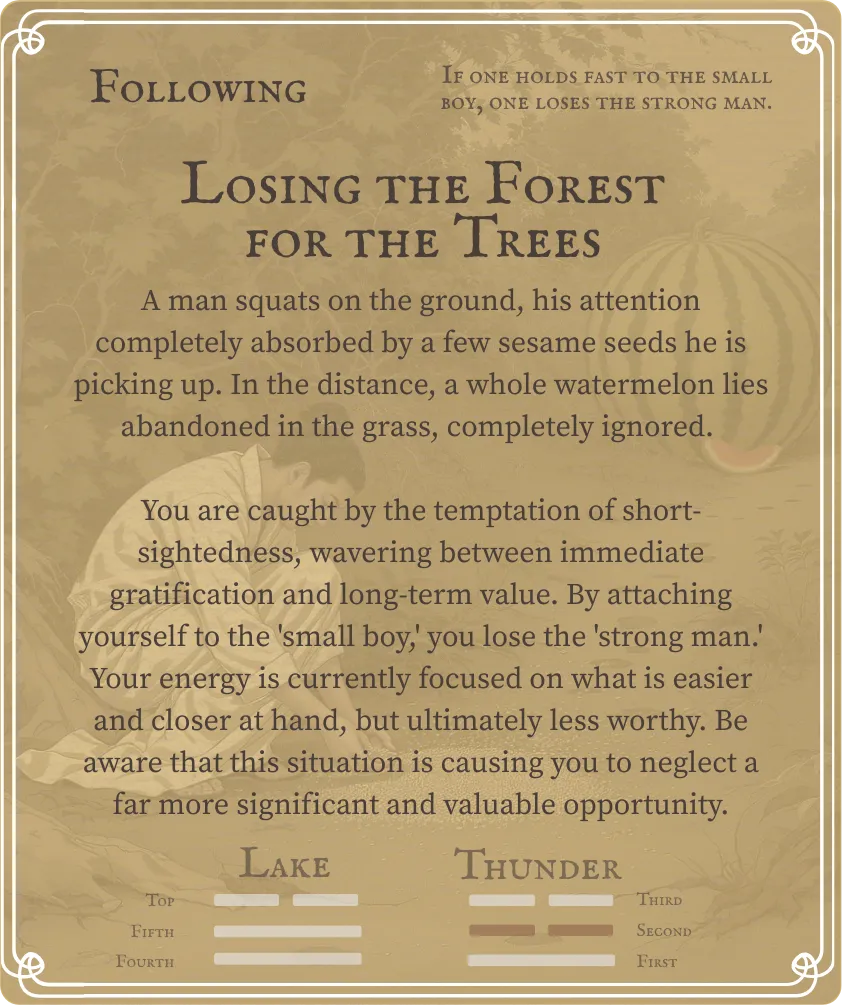 Hexagram 17 Following — Six in the Second Card Back