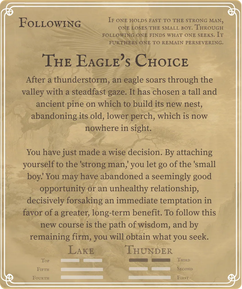 Hexagram 17 Following — Six in the Third Card Back