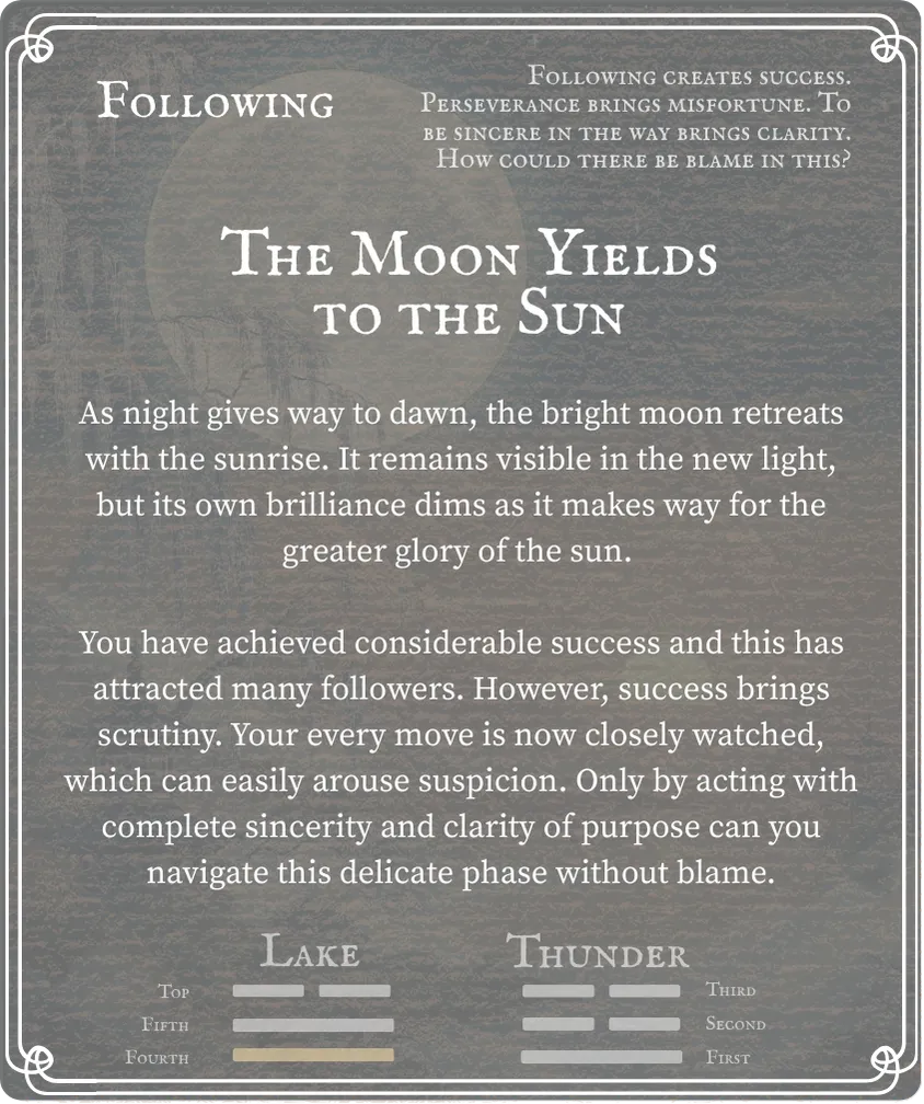 Hexagram 17 Following — Nine in the Fourth Card Back