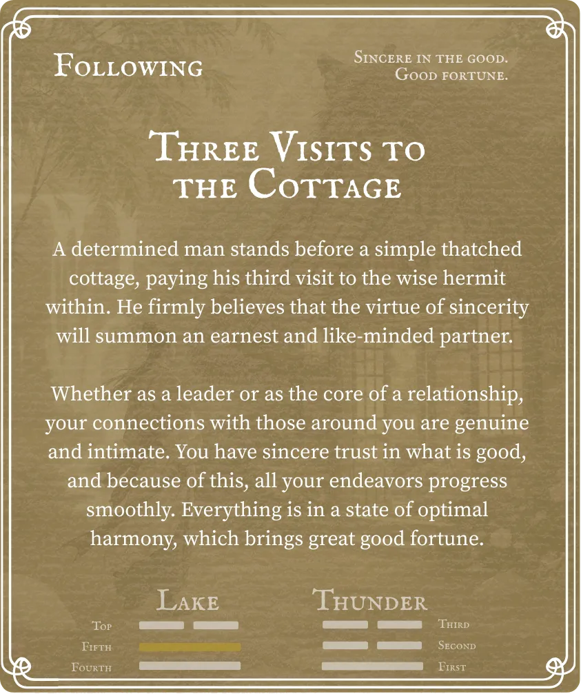 Hexagram 17 Following — Nine in the Fifth Card Back