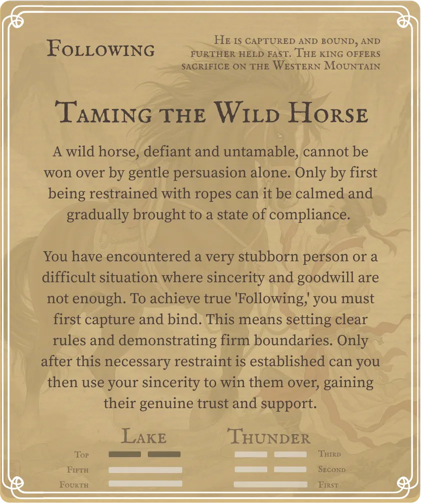 Hexagram 17 Following — Six at the Top Card Back