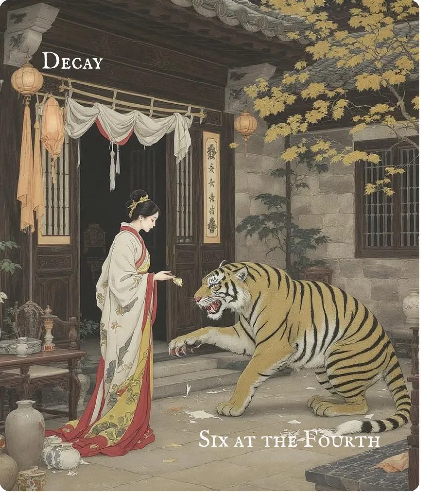 Hexagram 18 Work on What Has Been Spoiled — Six in the Fourth Card