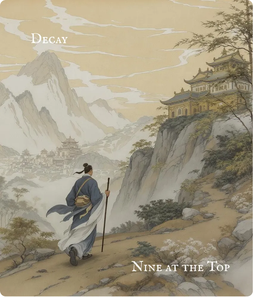 Hexagram 18 Work on What Has Been Spoiled — Nine at the Top Card