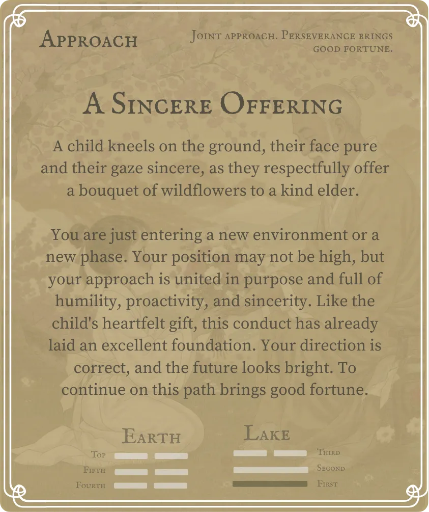 Hexagram 19 Approach — First Nine Card Back