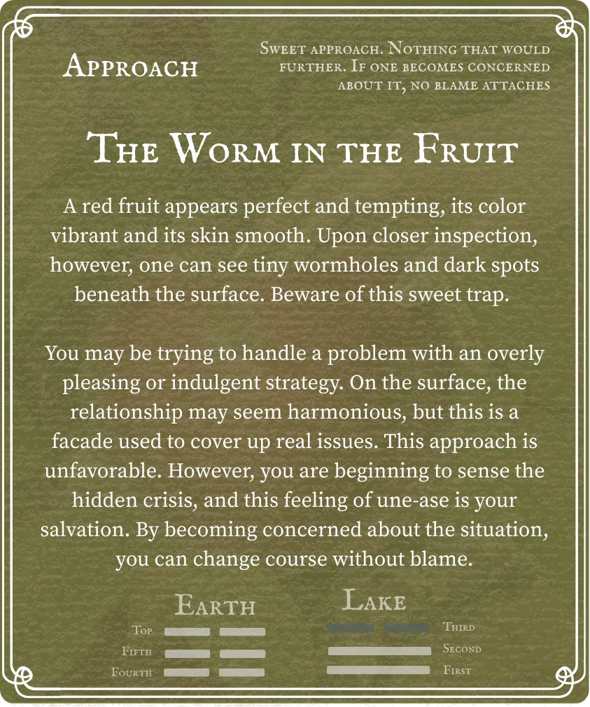 Hexagram 19 Approach — Six in the Third Card Back