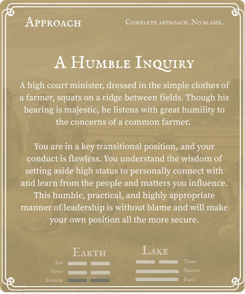 Hexagram 19 Approach — Six in the Fourth Card Back