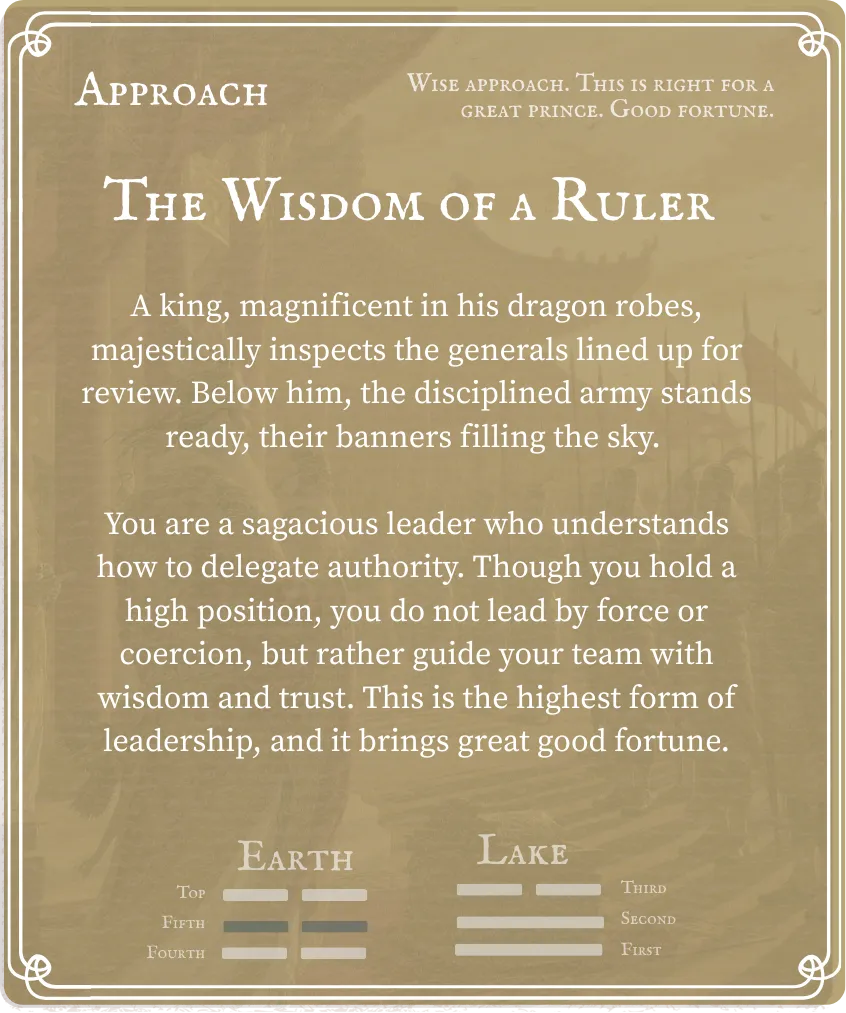 Hexagram 19 Approach — Six in the Fifth Card Back