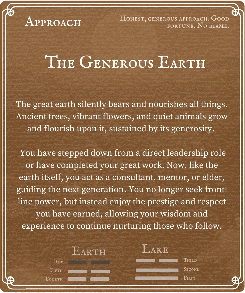 Hexagram 19 Approach — Six at the Top Card Back