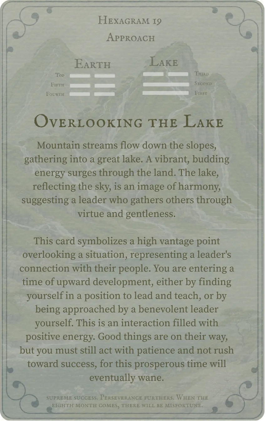 Hexagram 19 Approach Card — Back