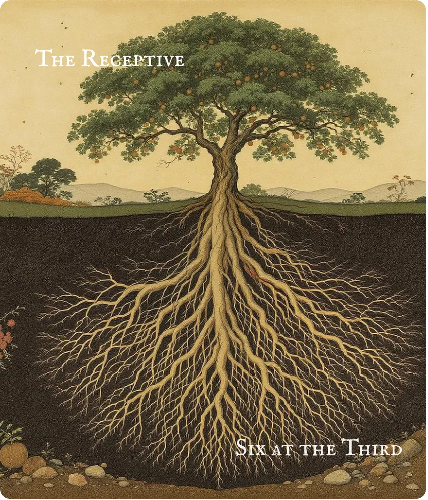 Hexagram 2 Six in the Third — Hidden Lines Card