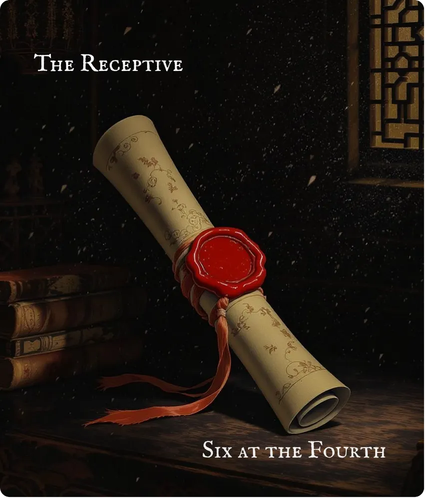 Hexagram 2 Six in the Fourth — Tied-Up Sack Card