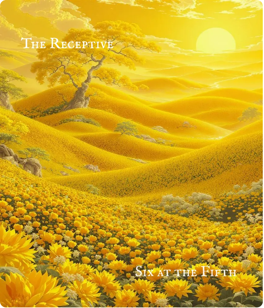 Hexagram 2 Six in the Fifth — Yellow Lower Garment Card