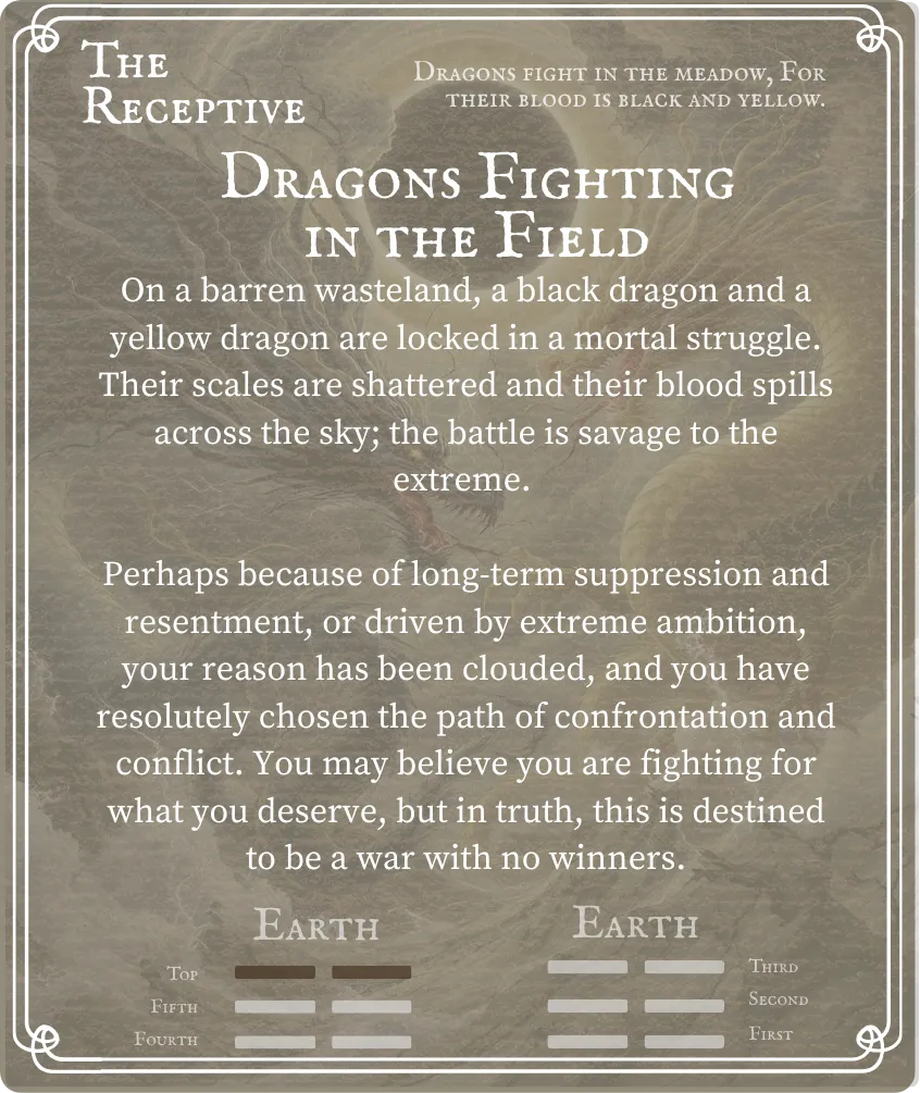 Hexagram 2 The Receptive Line 6 — Back