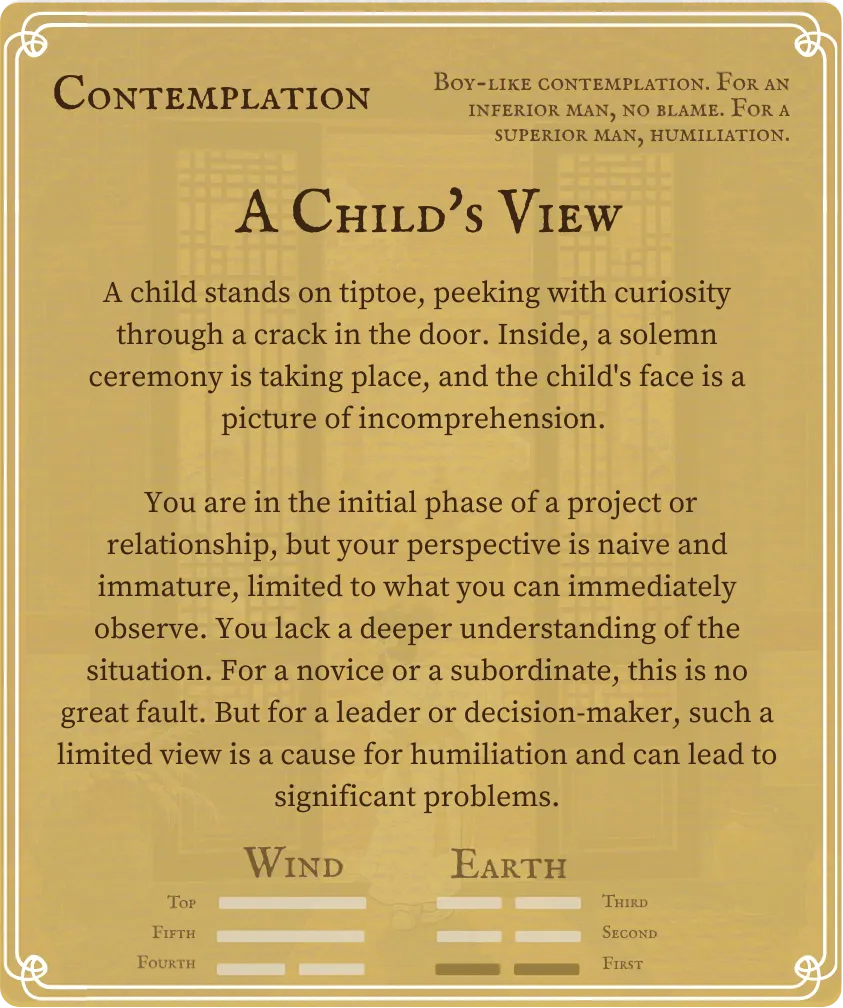 Hexagram 20 Contemplation (View) — First Six Card Back