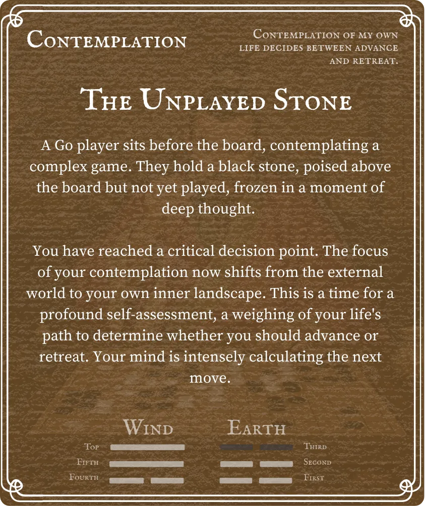 Hexagram 20 Contemplation (View) — Six in the Third Card Back