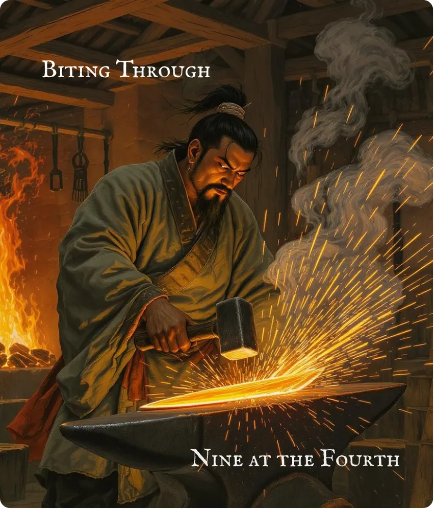 Hexagram 21 Biting Through — Nine in the Fourth Card
