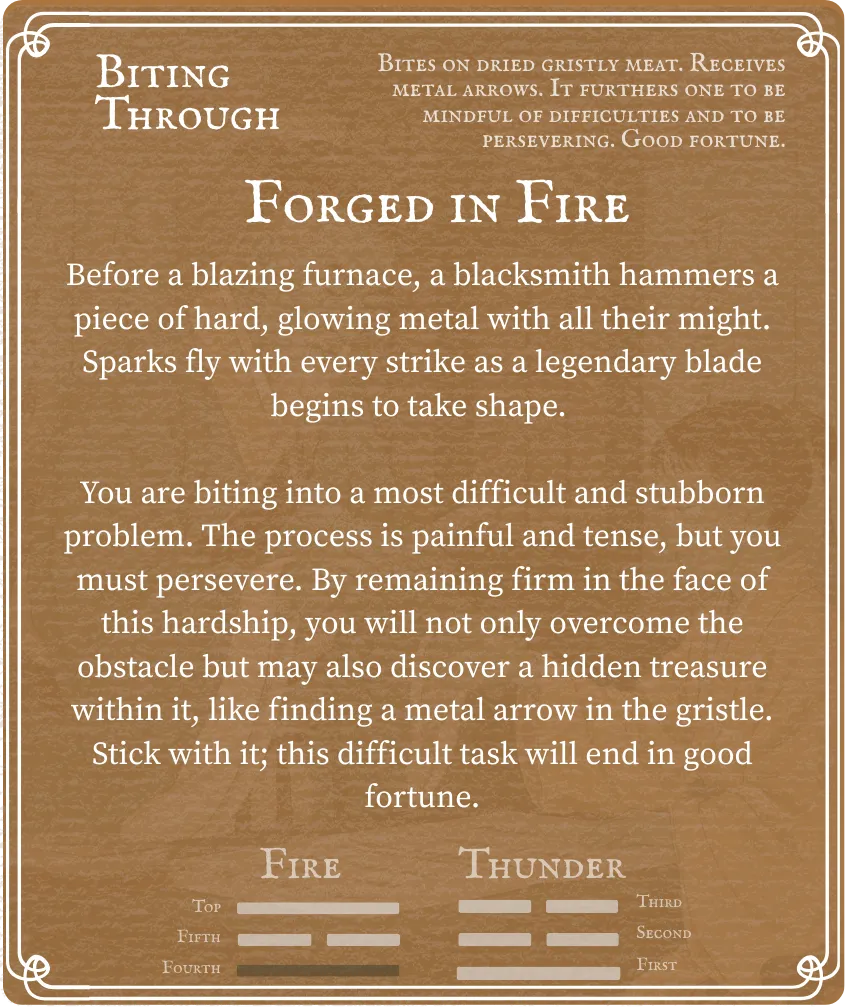 Hexagram 21 Biting Through — Nine in the Fourth Card Back