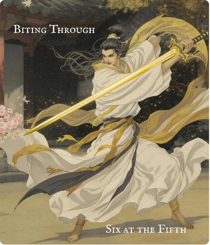 Hexagram 21 Biting Through — Six in the Fifth Card