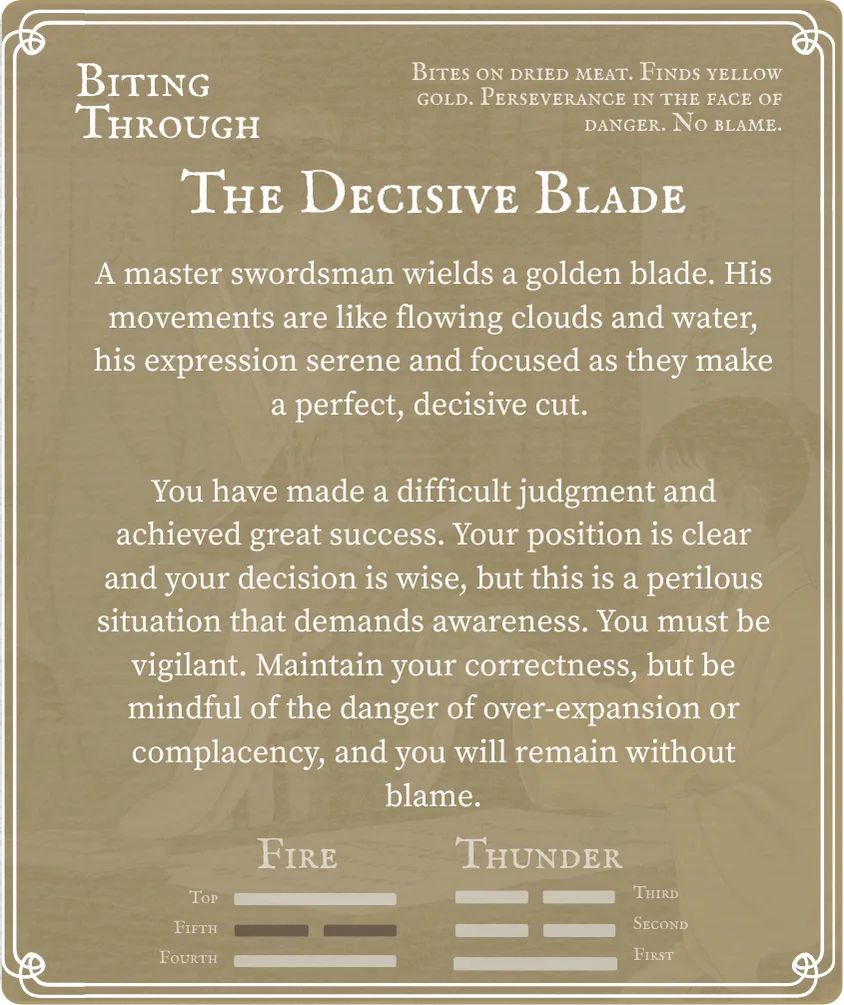 Hexagram 21 Biting Through — Six in the Fifth Card Back