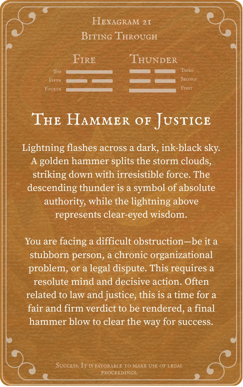 Hexagram 21 Biting Through Card — Back