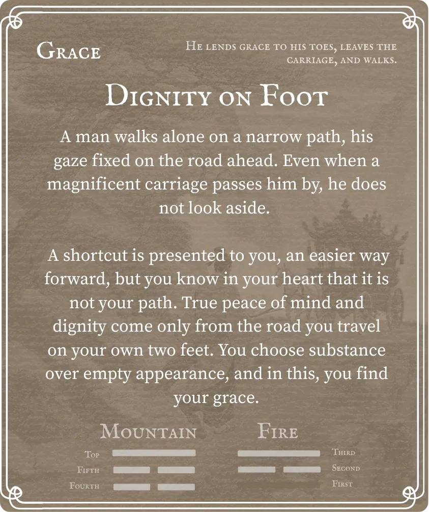 Hexagram 22 Grace — First Nine Card Back