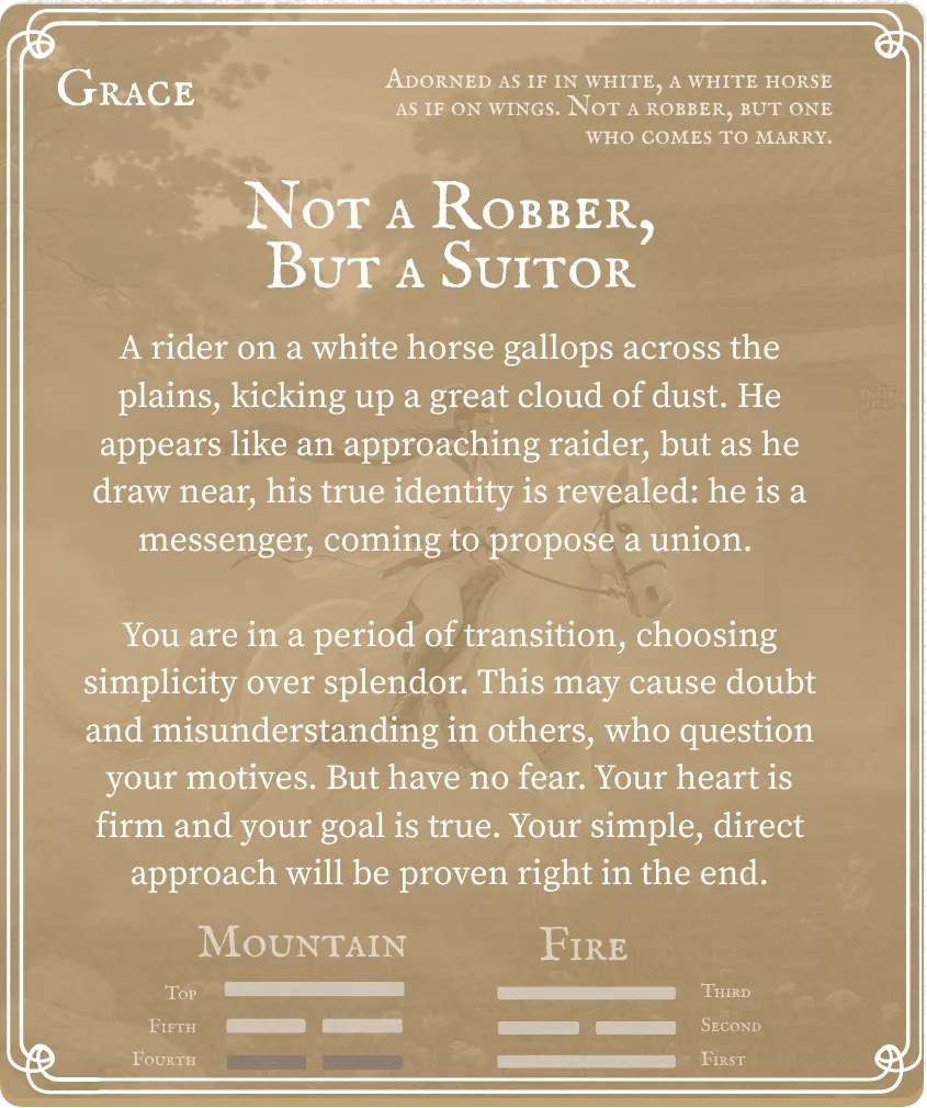 Hexagram 22 Grace — Six in the Fourth Card Back