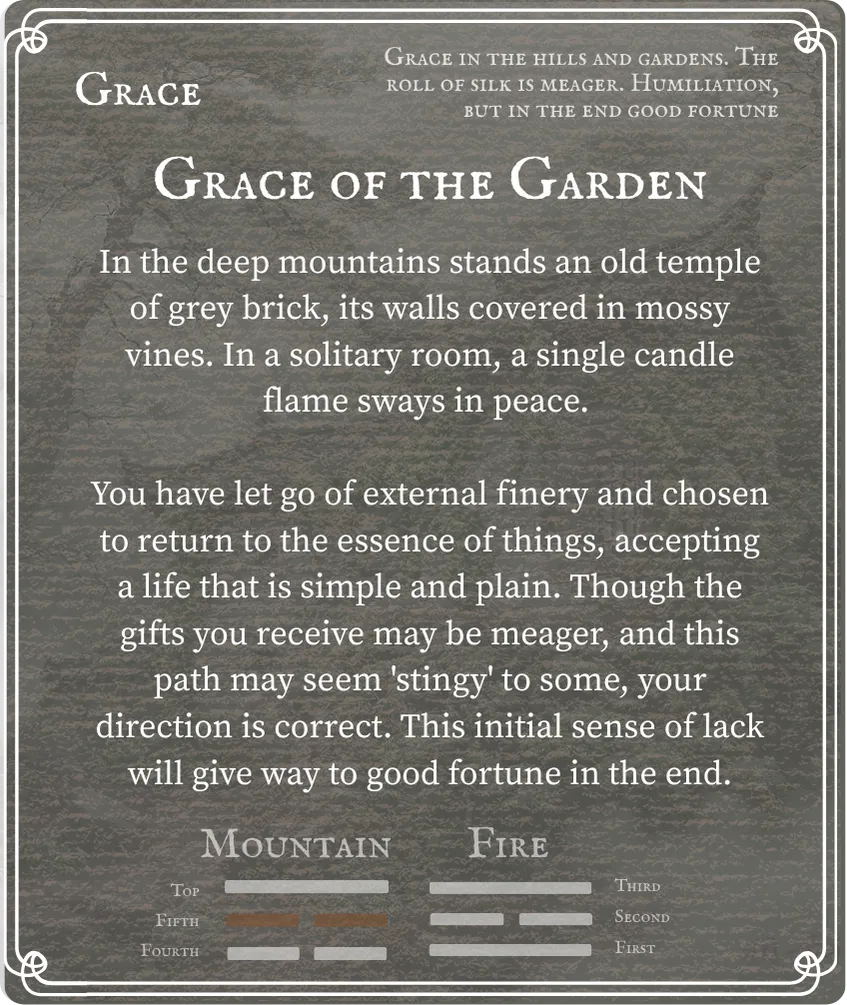 Hexagram 22 Grace — Six in the Fifth Card Back