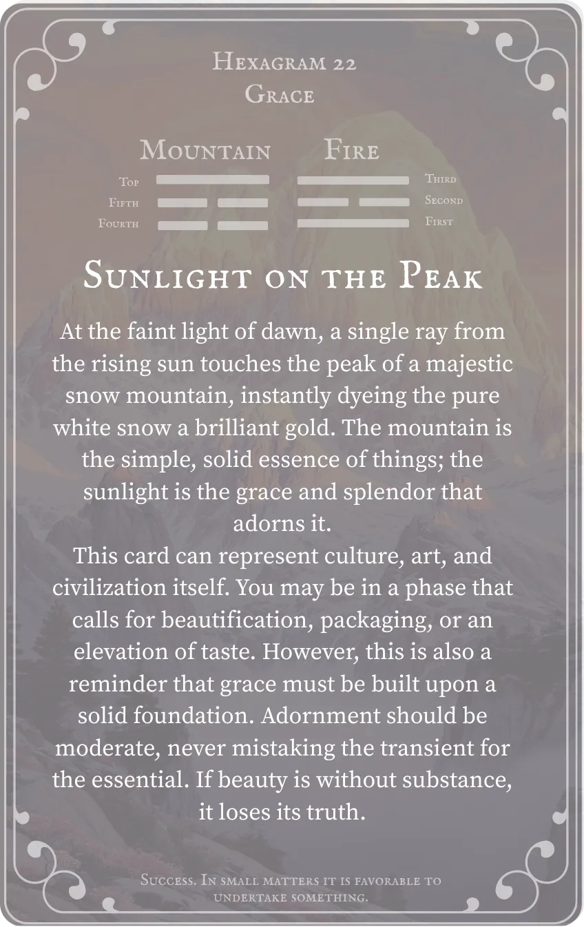 Hexagram 22 Grace Card — Back