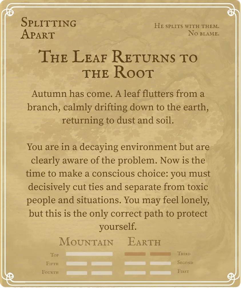 Hexagram 23 Splitting Apart — Six in the Third Card Back