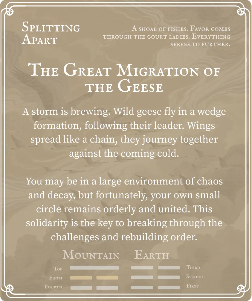 Hexagram 23 Splitting Apart — Six in the Fifth Card Back